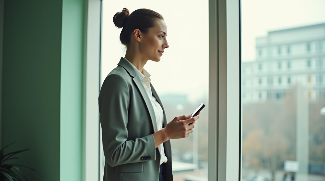 A sales rep on a phone quickly dictating a new lead into the app while walking, illustrating fast in-the-moment entry.