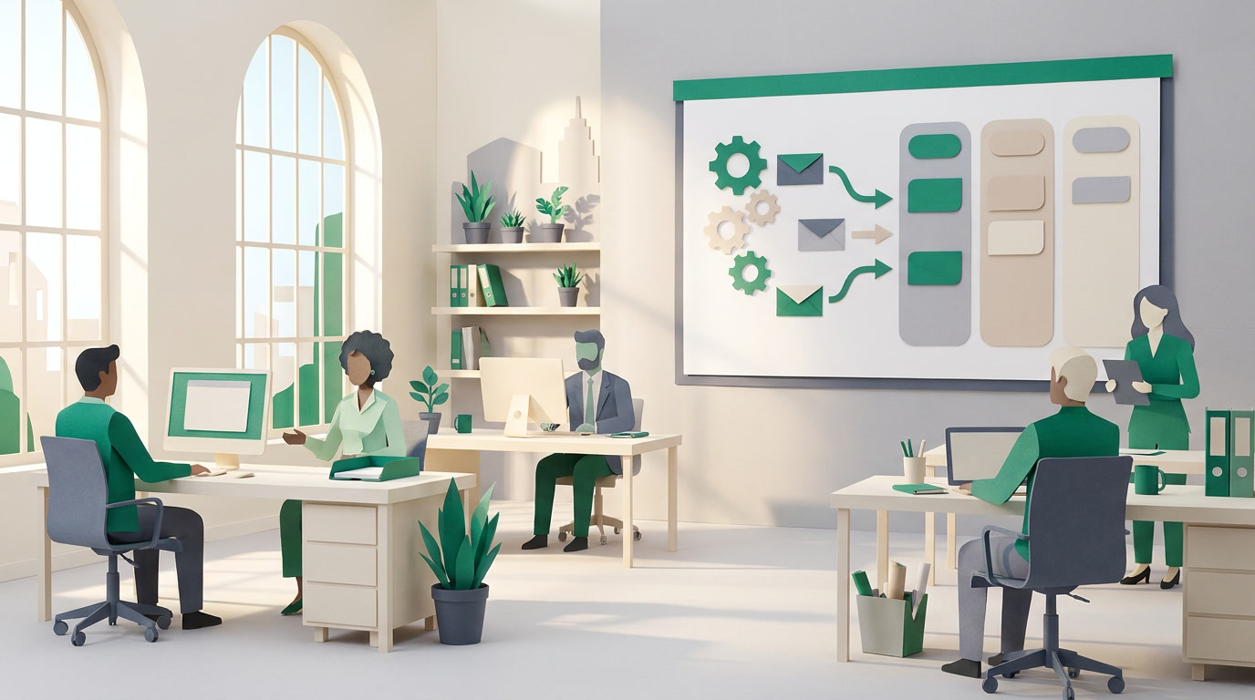 An operations lead watching incoming leads route automatically to a team on a wall display