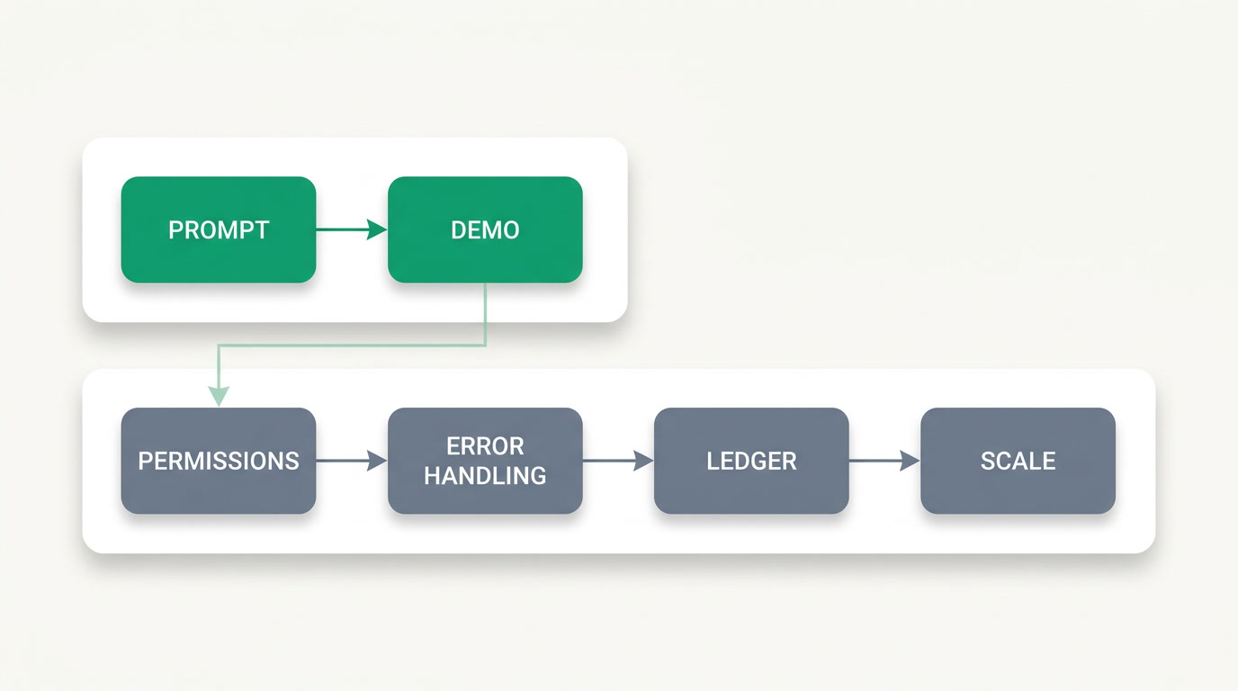 A flowchart contrasting a fast prototype path with a slower production-ready path