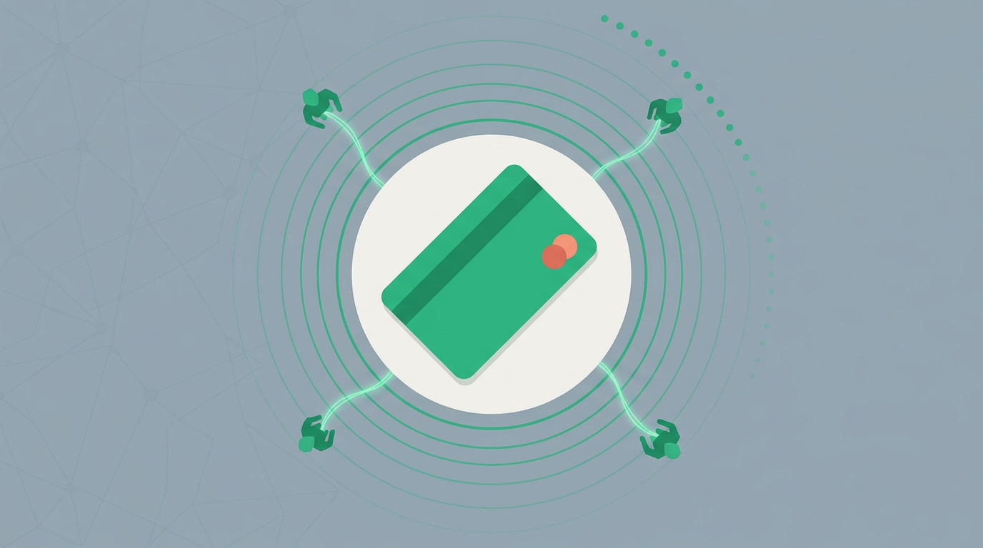 A single deal card surrounded by quiet signal lines reaching several people who chose to watch it