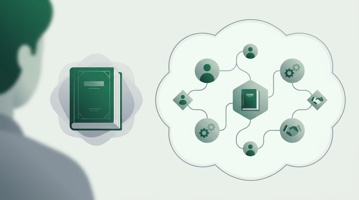 A single connected platform where a finance ledger sits beside sales and people, versus a standalone accounting book