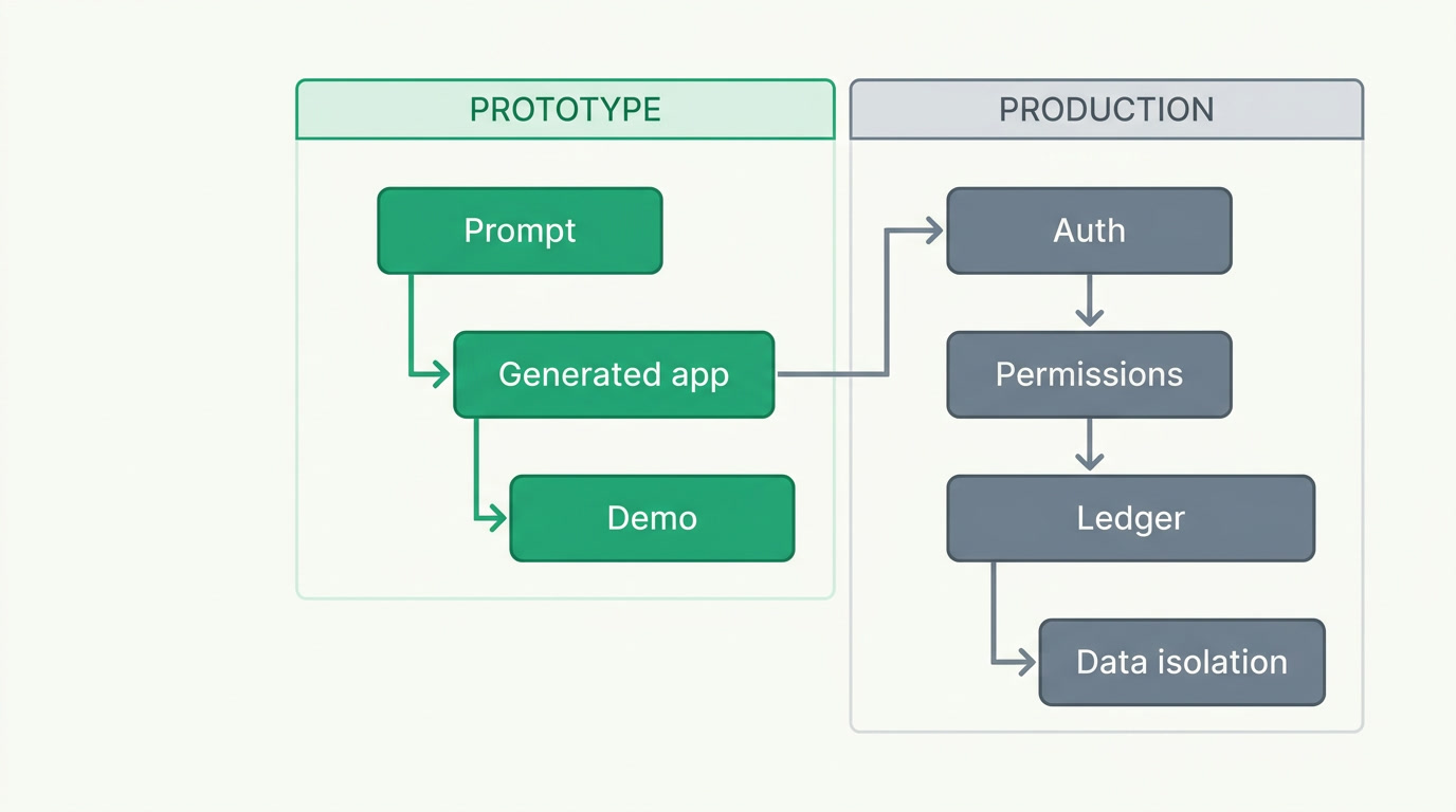 A flowchart contrasting a prototype path with a production path