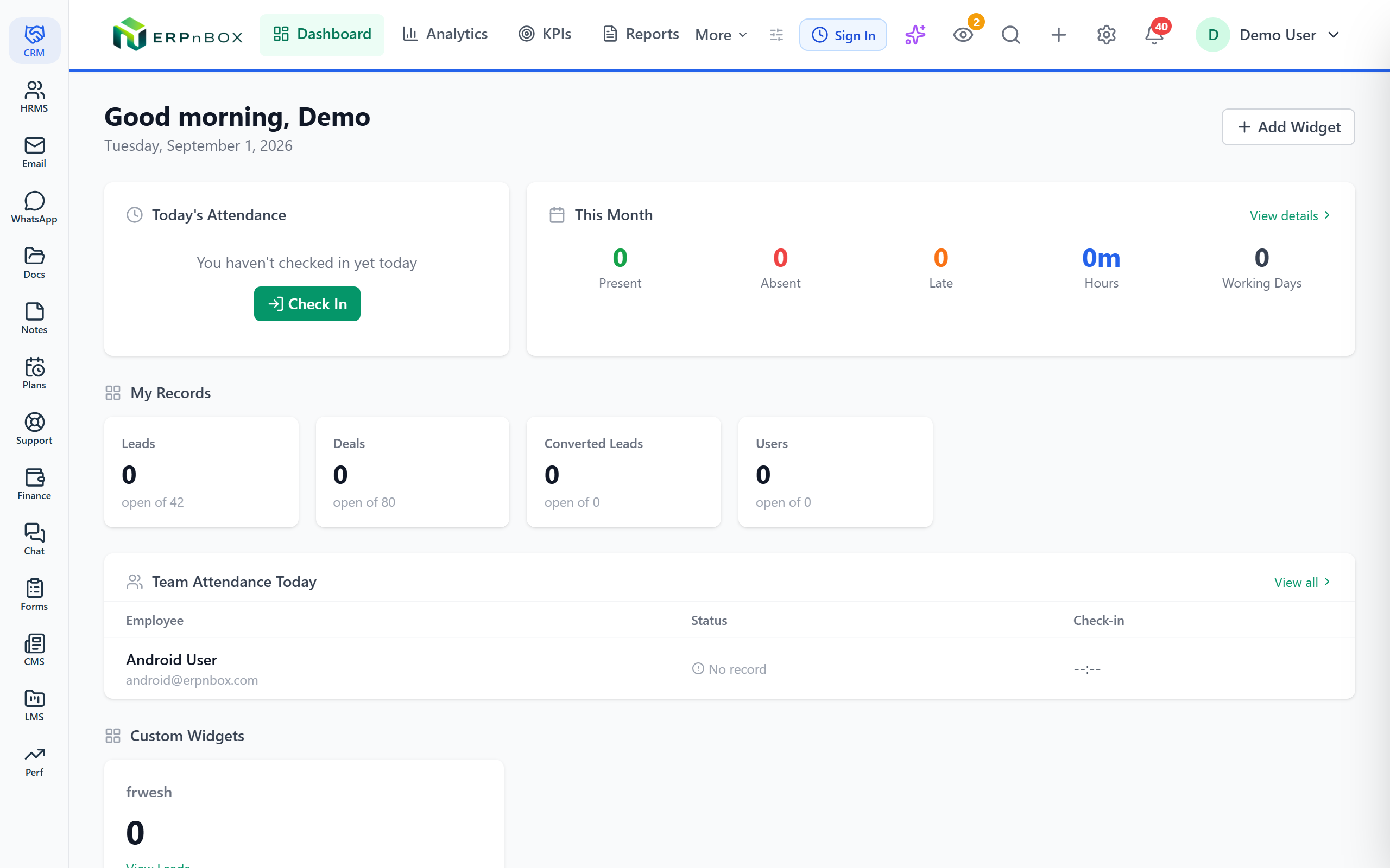 ERPnBox Dashboard