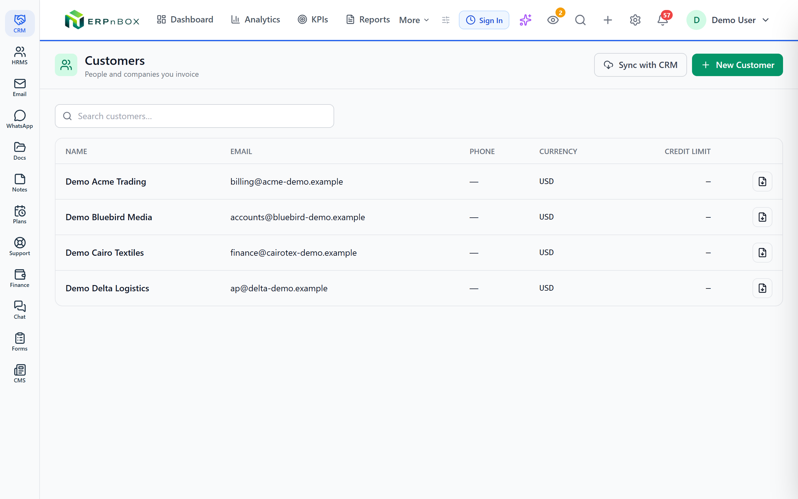 Customer receivables and payments in ERPnBox