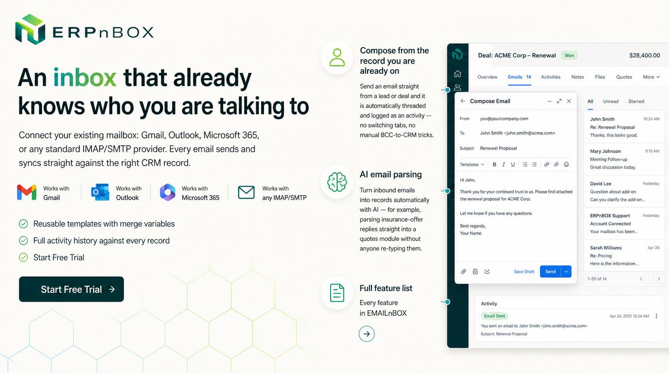 EMAILnBox — compose from the record you are on, with AI email parsing