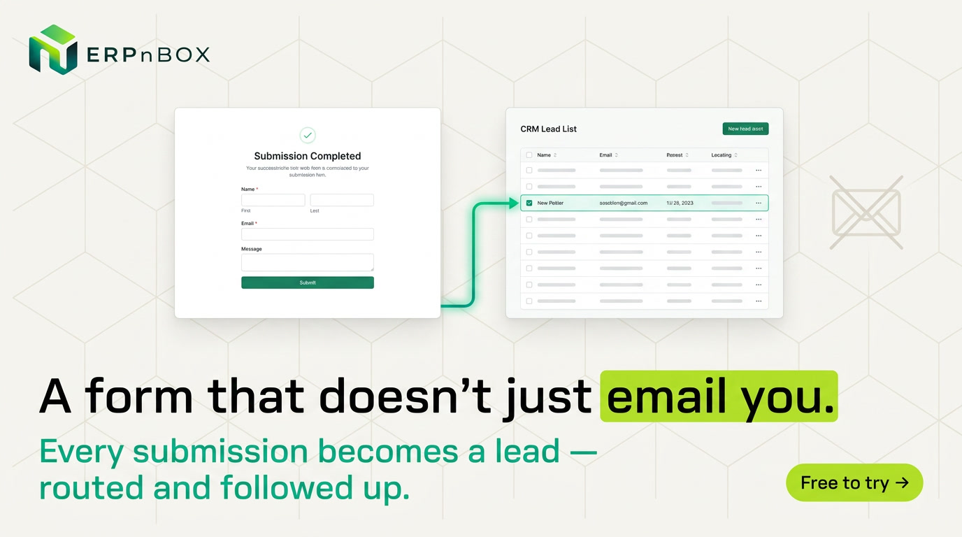 Forms — a form that doesn’t just email you: every submission becomes a lead