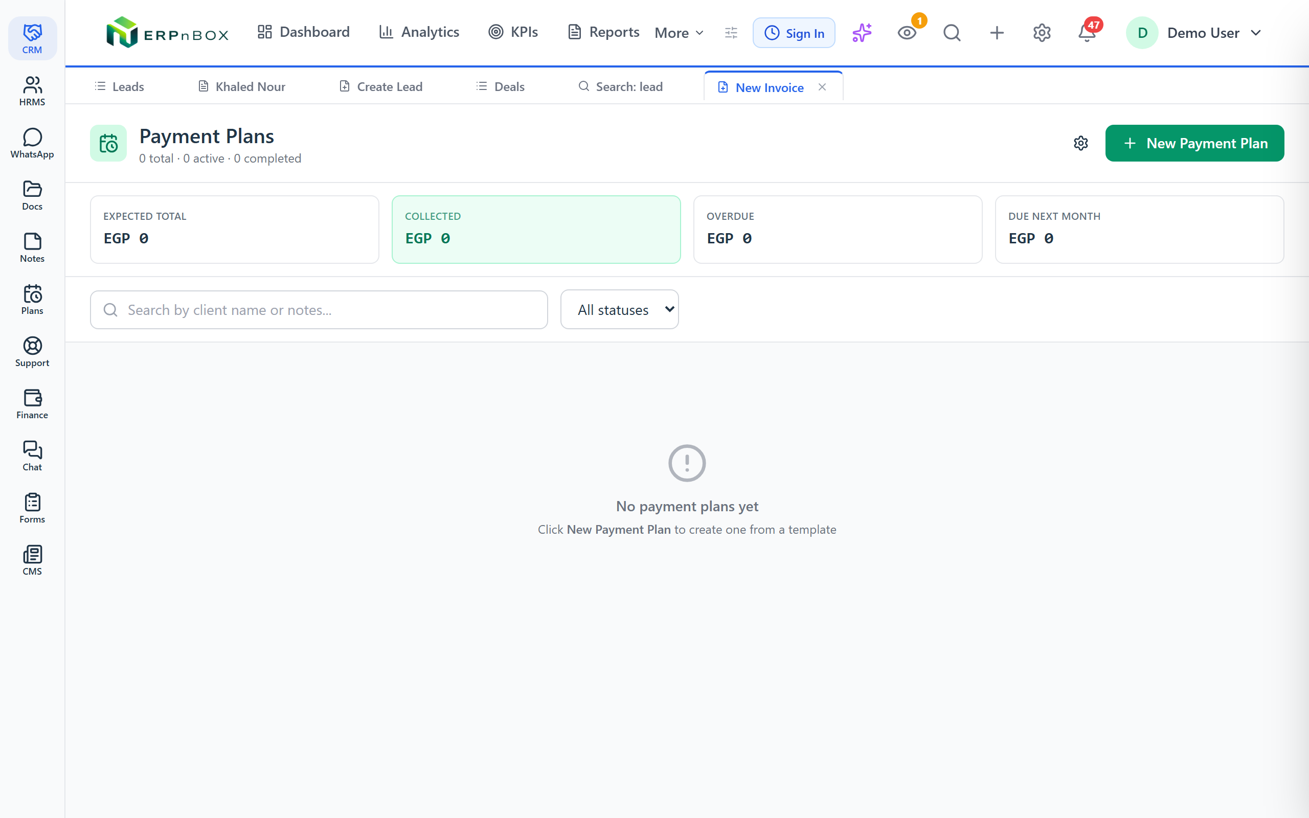 ERPnBox Payment Plans — installment schedules and collection tracking